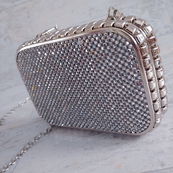 Caché Rhinestone Hardcover Clutch with Strap - Picture 3 of 16